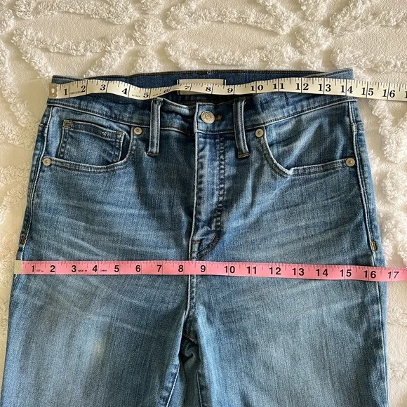 Madewell 10" High-Rise Skinny Distressed Tulip Hem Blue Jeans Size 28 - Picture 11 of 13